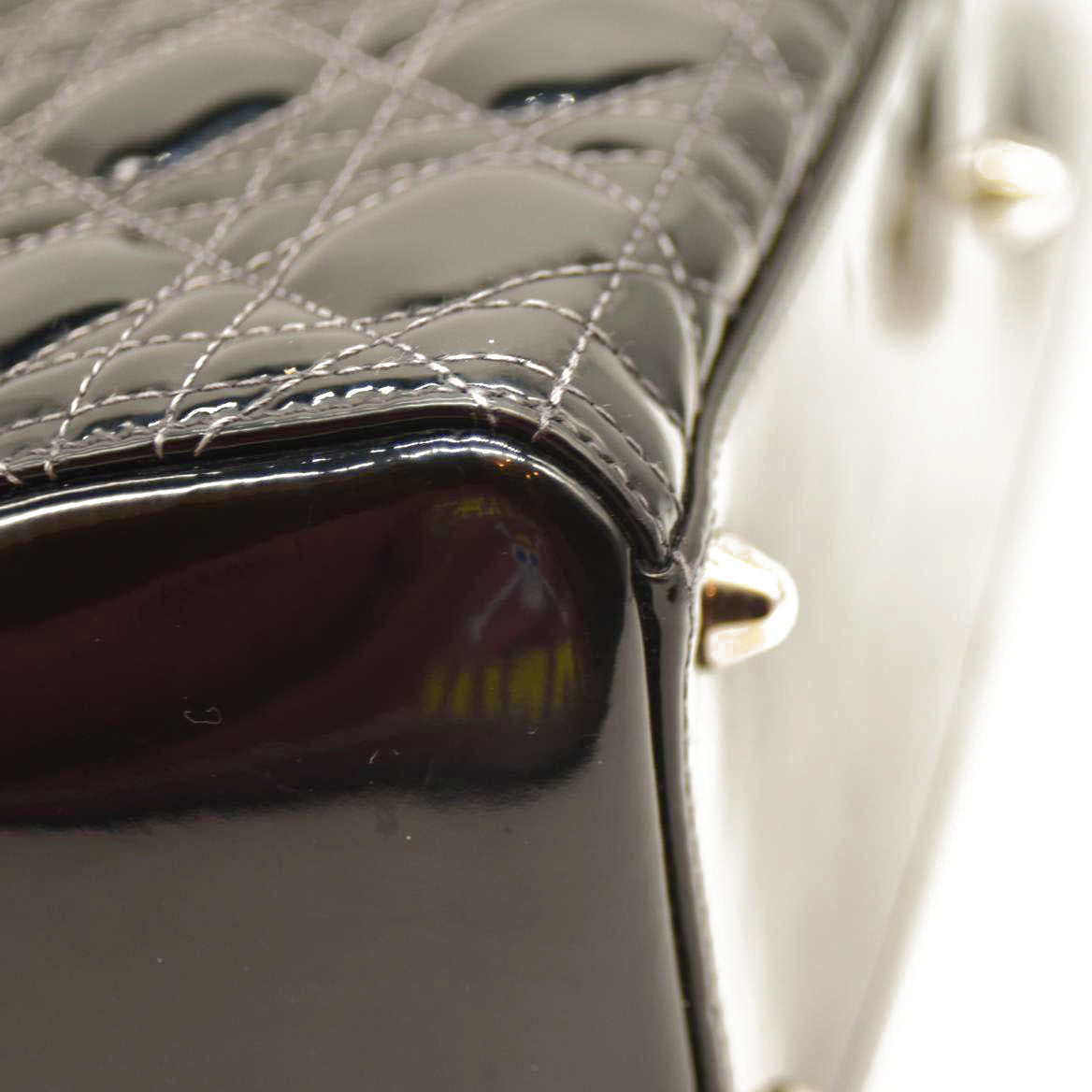 Christian Dior  Crinkled Patent Cannage Large Lady Dior Black