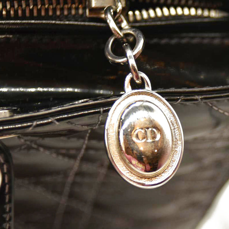 Christian Dior  Crinkled Patent Cannage Large Lady Dior Black