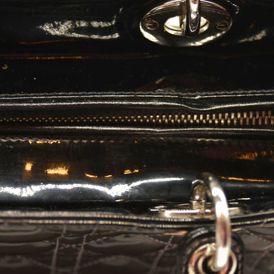 Christian Dior  Crinkled Patent Cannage Large Lady Dior Black