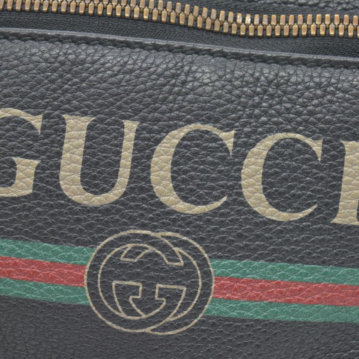 $1290 Gucci Grained Calfskin Small Logo Belt Bag Black