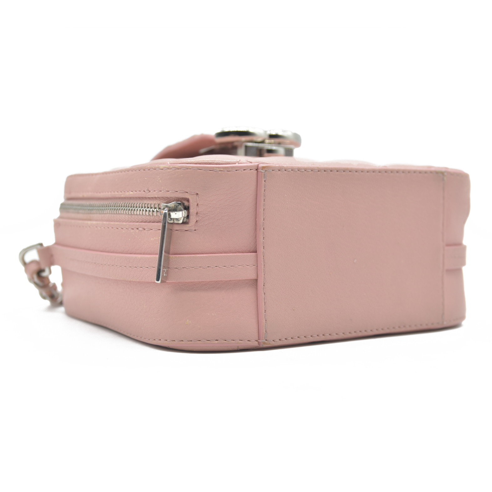 $4200 Chanel Lambskin Quilted Mini CC Box Camera Bag Pink