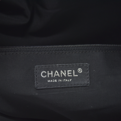 $3500 2006 Chanel Calfskin Chevron CC All Day Long Tote Black 10020302