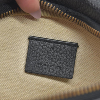 $1290 Gucci Grained Calfskin Small Logo Belt Bag Black