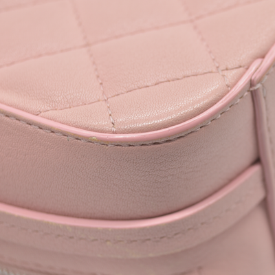 $4200 Chanel Lambskin Quilted Mini CC Box Camera Bag Pink
