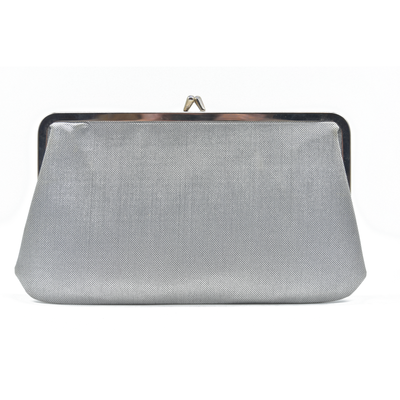 Chanel Kisslock Metallic Silver Clutch