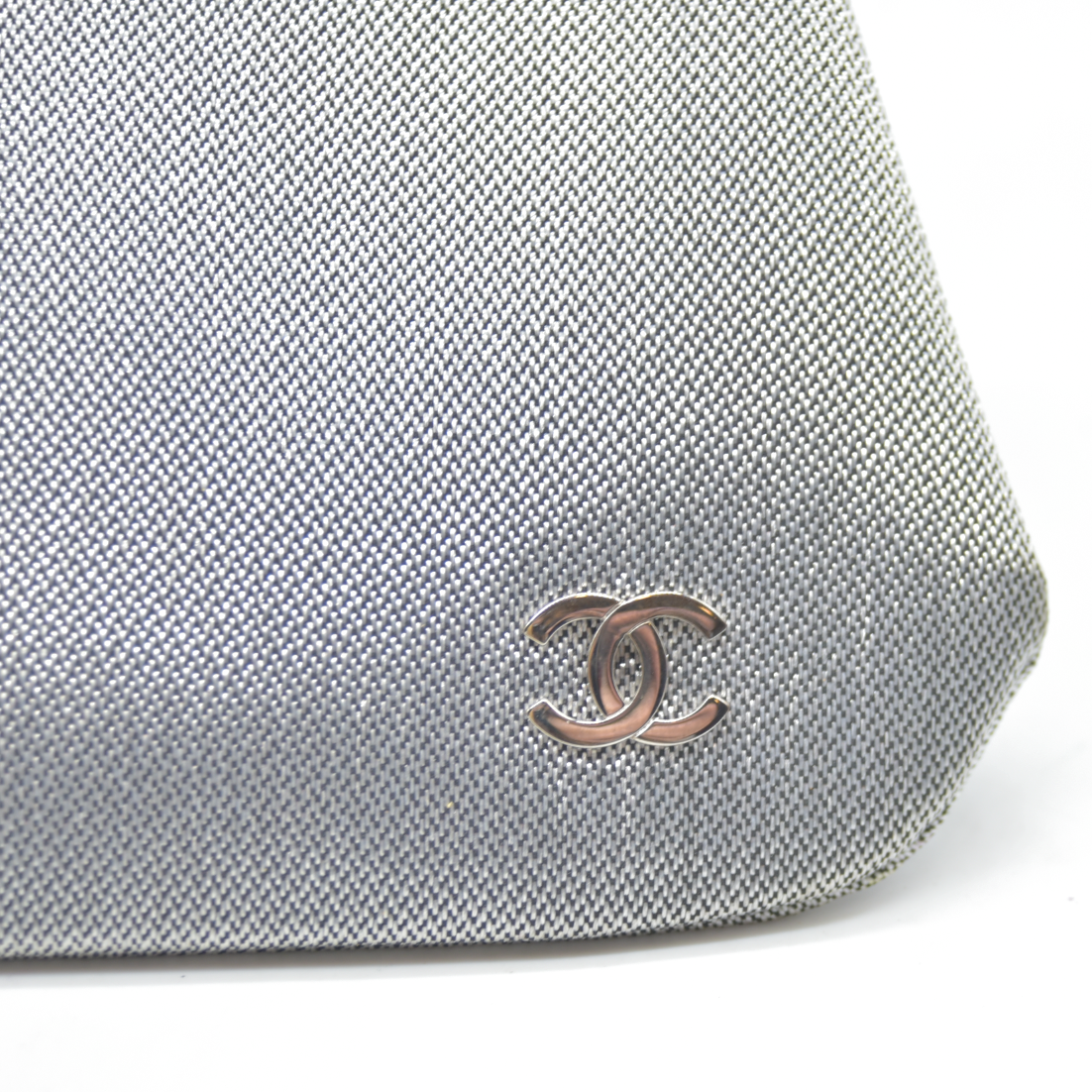 Chanel Kisslock Metallic Silver Clutch