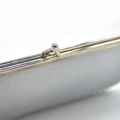 Chanel Kisslock Metallic Silver Clutch