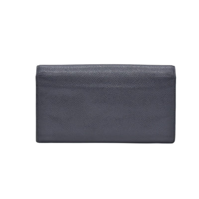 $790 BVLGARI Leather Bifold Long Wallet Black CONSIGNMENT 10021048