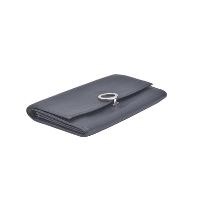 $790 BVLGARI Leather Bifold Long Wallet Black CONSIGNMENT 10021048
