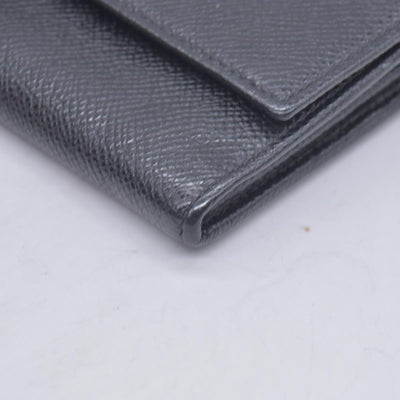 $790 BVLGARI Leather Bifold Long Wallet Black CONSIGNMENT 10021048