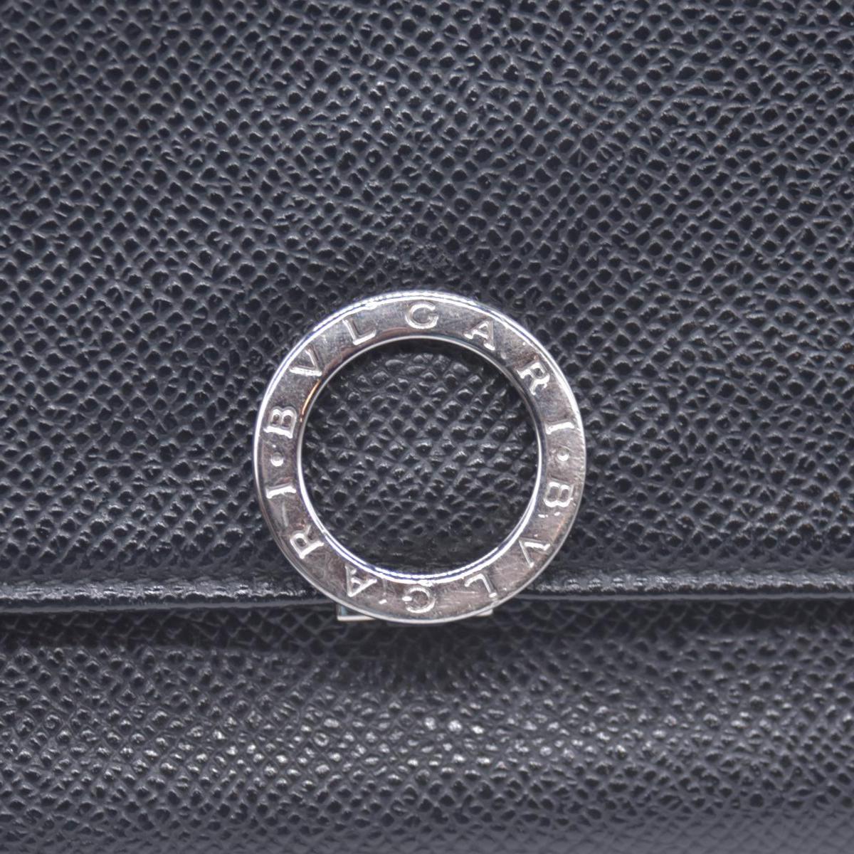 $790 BVLGARI Leather Bifold Long Wallet Black CONSIGNMENT 10021048