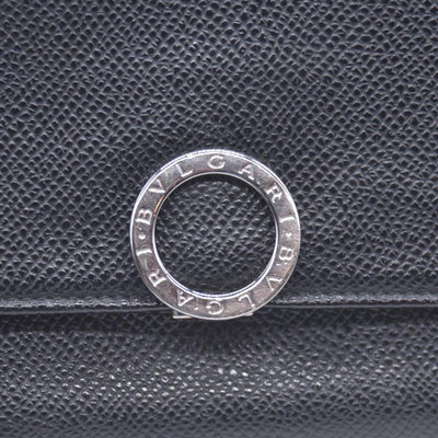 $790 BVLGARI Leather Bifold Long Wallet Black CONSIGNMENT 10021048