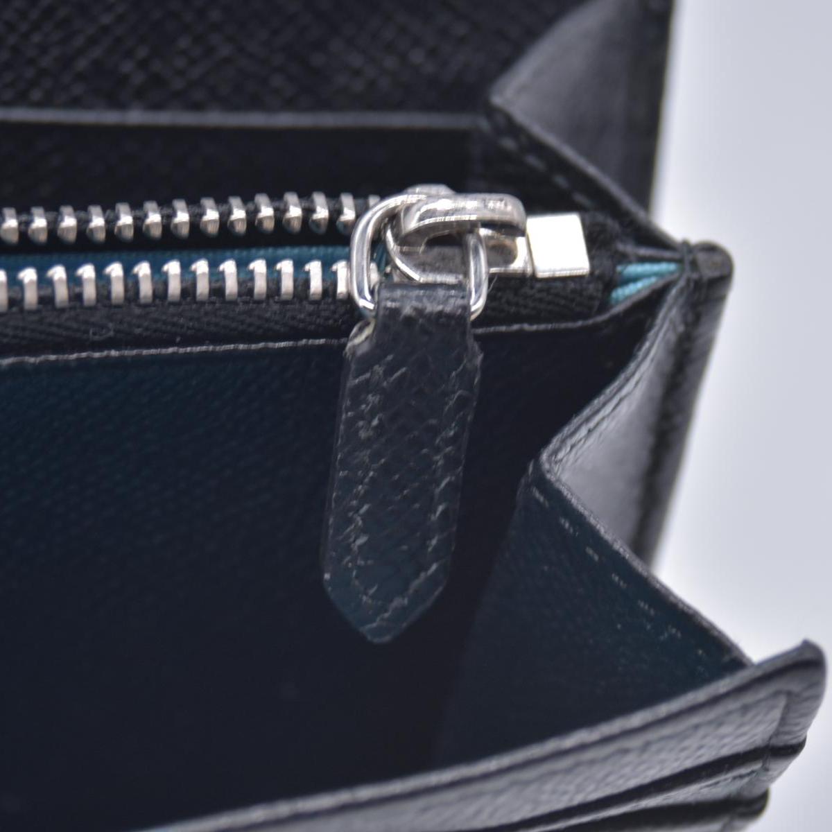 $790 BVLGARI Leather Bifold Long Wallet Black CONSIGNMENT 10021048