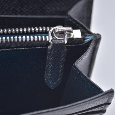 $790 BVLGARI Leather Bifold Long Wallet Black CONSIGNMENT 10021048