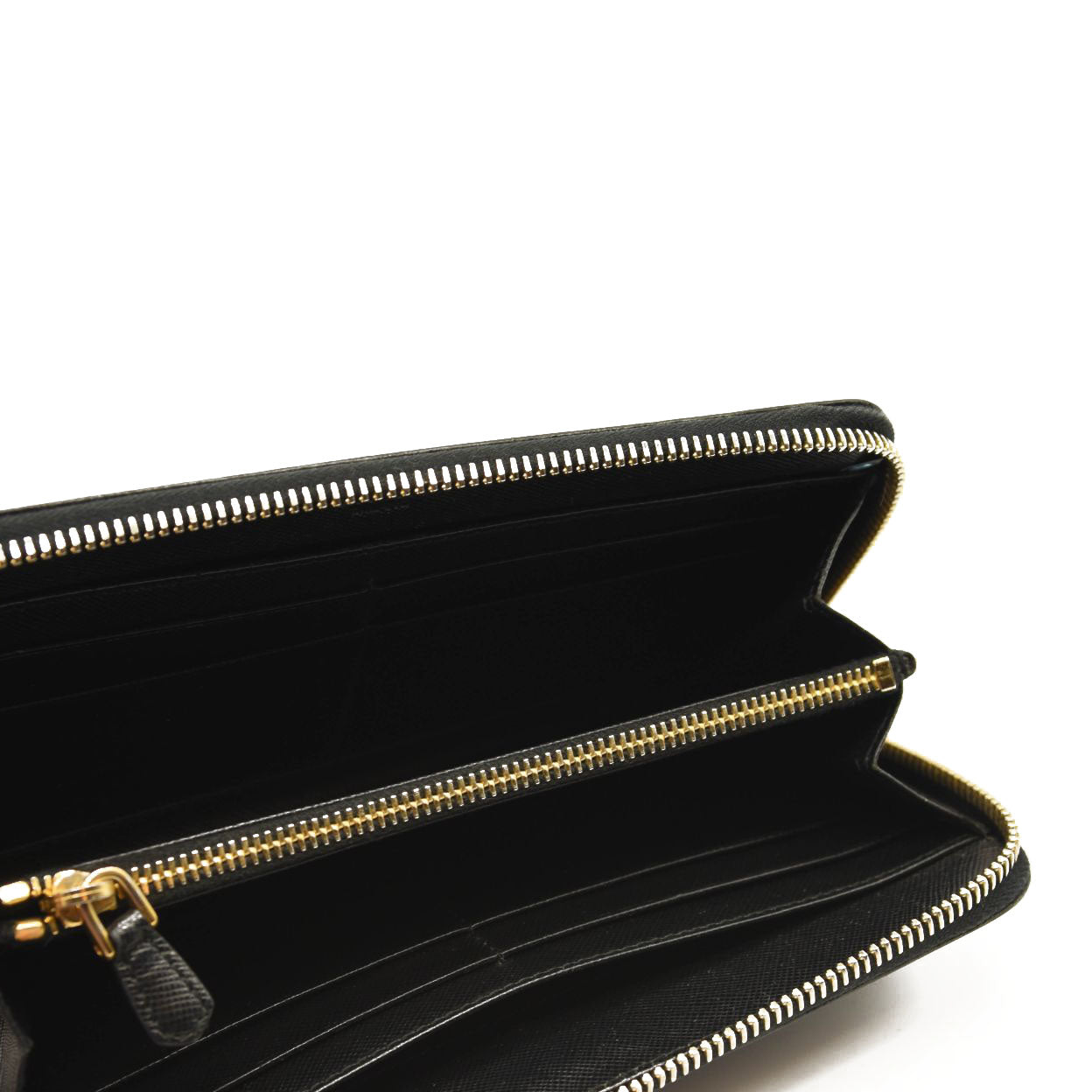 PRADA Saffiano Zip Around Wallet Black