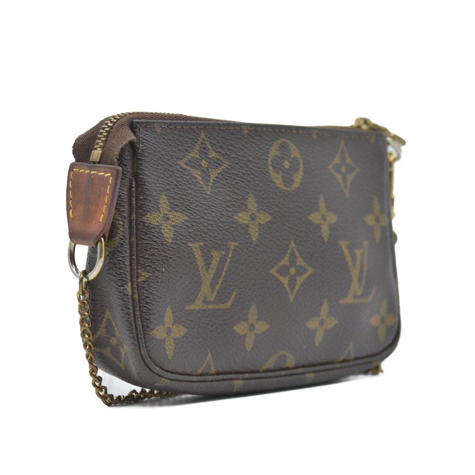 $890 2007 Louis Vuitton Monogram Mini Pochette Accessories Pouch DU4027
