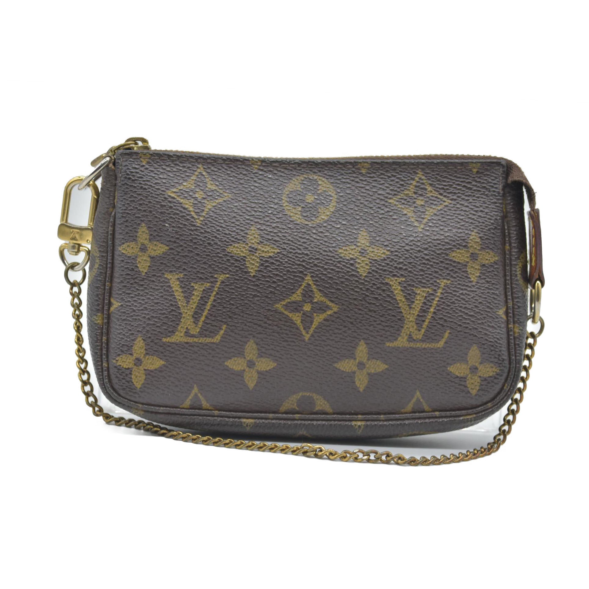 $890 2007 Louis Vuitton Monogram Mini Pochette Accessories Pouch DU4027