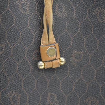 $1150 Christian Dior Vintage Coated Canvas Honeycomb Bucket Bag Tan Brown CONSIGNMENT
