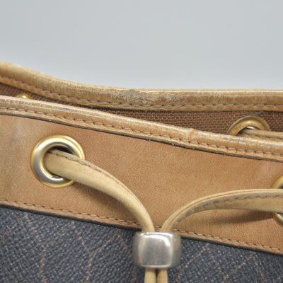 $1150 Christian Dior Vintage Coated Canvas Honeycomb Bucket Bag Tan Brown CONSIGNMENT