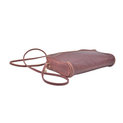$1250 Christian Dior Vintage Smooth Leather Brogue Round Logo Camera Bag Burgundy CONSIGNMENT
