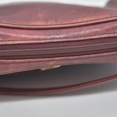 $1250 Christian Dior Vintage Smooth Leather Brogue Round Logo Camera Bag Burgundy CONSIGNMENT