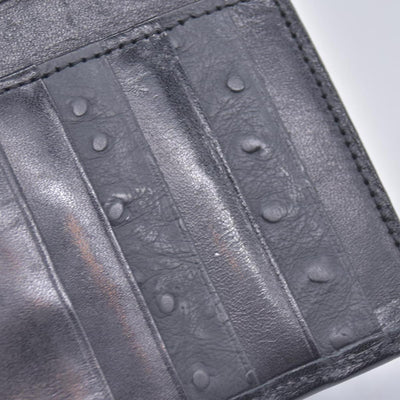 $590 Givenchy Black Ostrich-Effect Leather Clasp Wallet  CONSIGNMENT 10021039