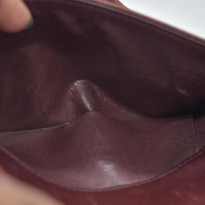 $1250 Christian Dior Vintage Smooth Leather Brogue Round Logo Camera Bag Burgundy CONSIGNMENT
