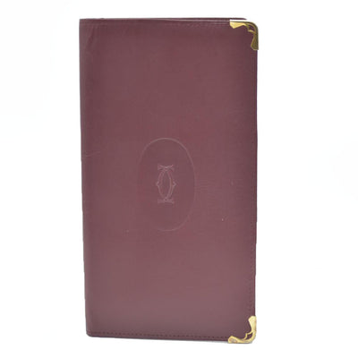 Must de Cartier Leather Bifold Long Wallet Bordeaux