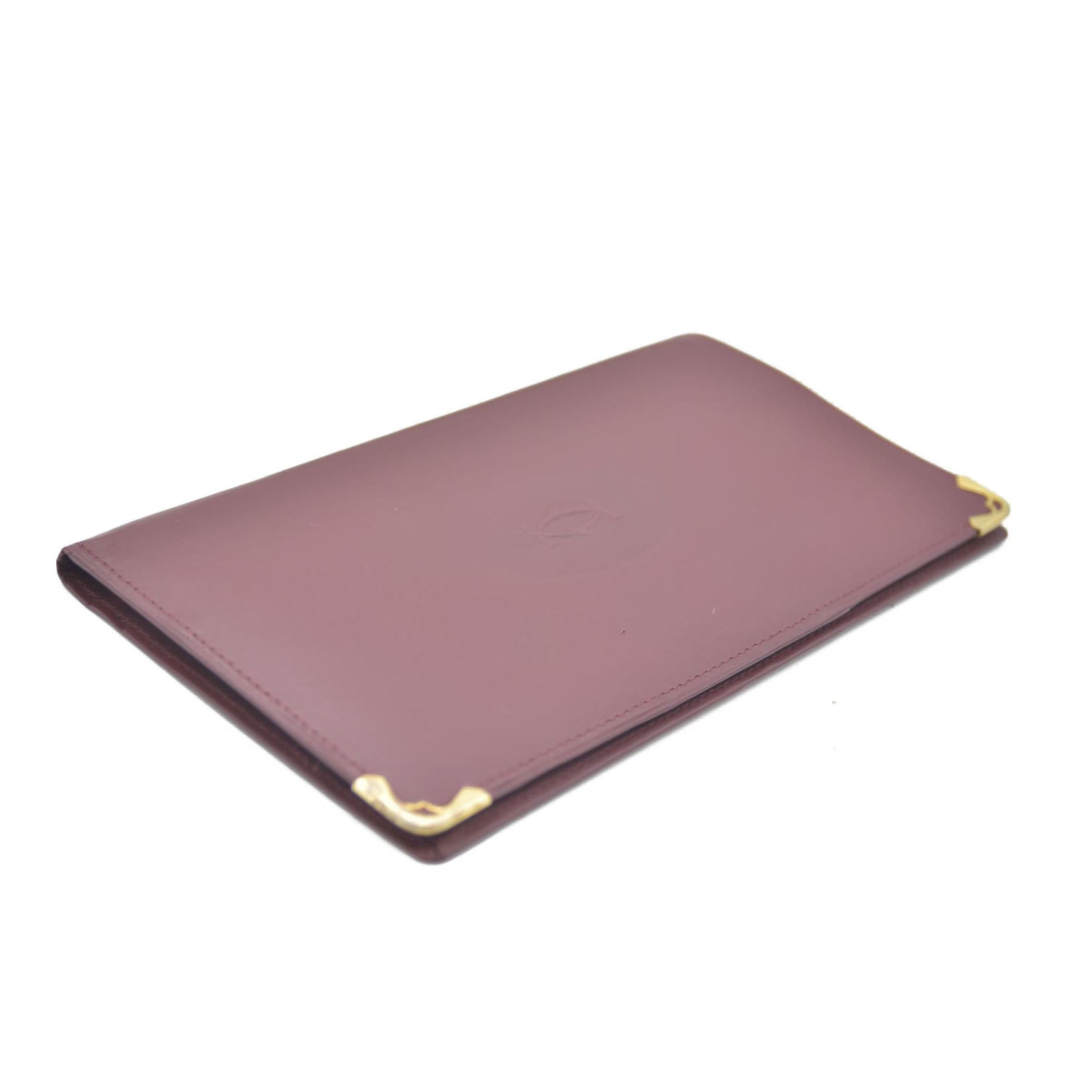 Must de Cartier Leather Bifold Long Wallet Bordeaux