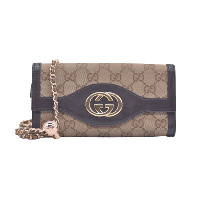 Gucci GG Brown Canvas Bifold Wallet  CONSIGNMENT 10021043
