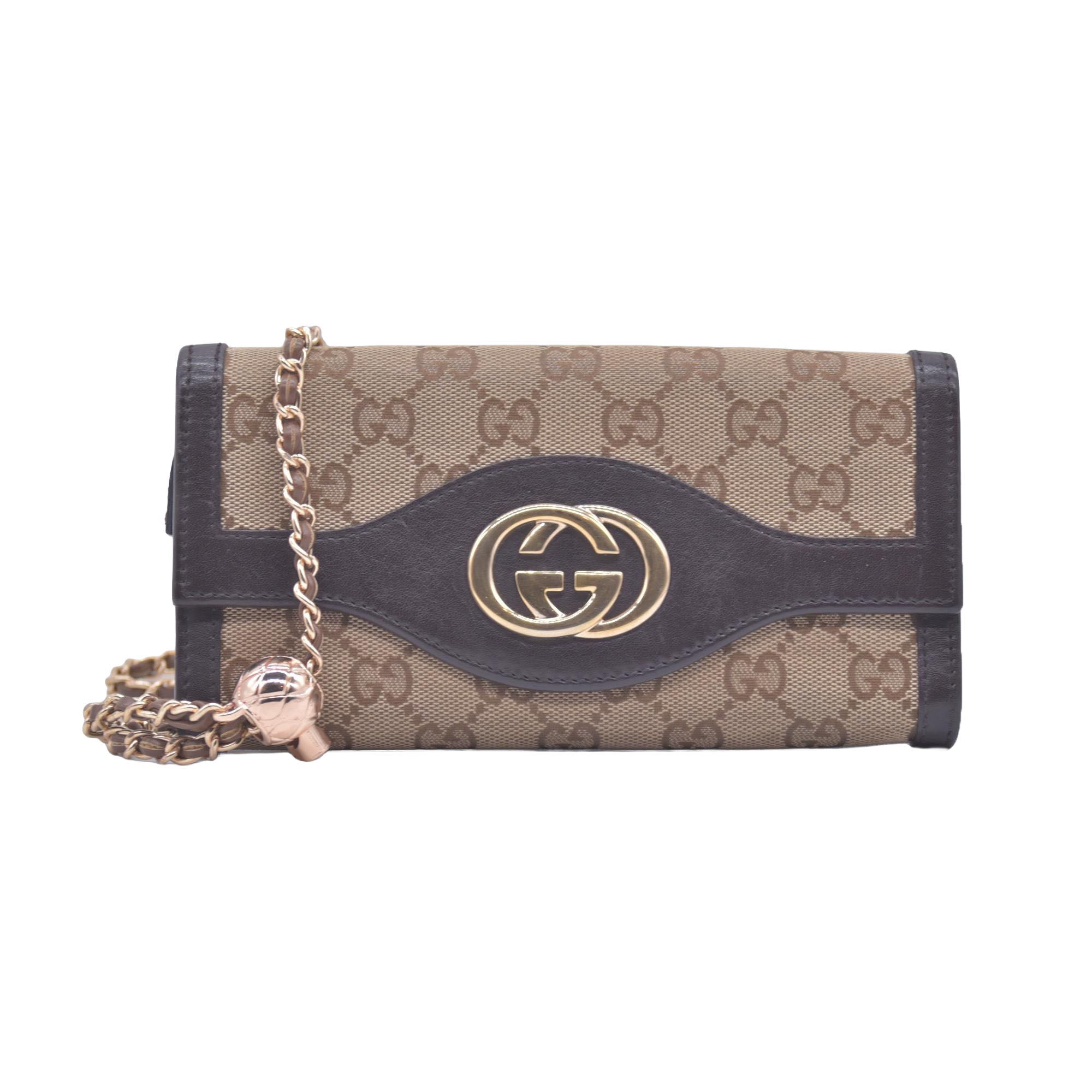 Gucci GG Brown Canvas Bifold Wallet  CONSIGNMENT 10021043