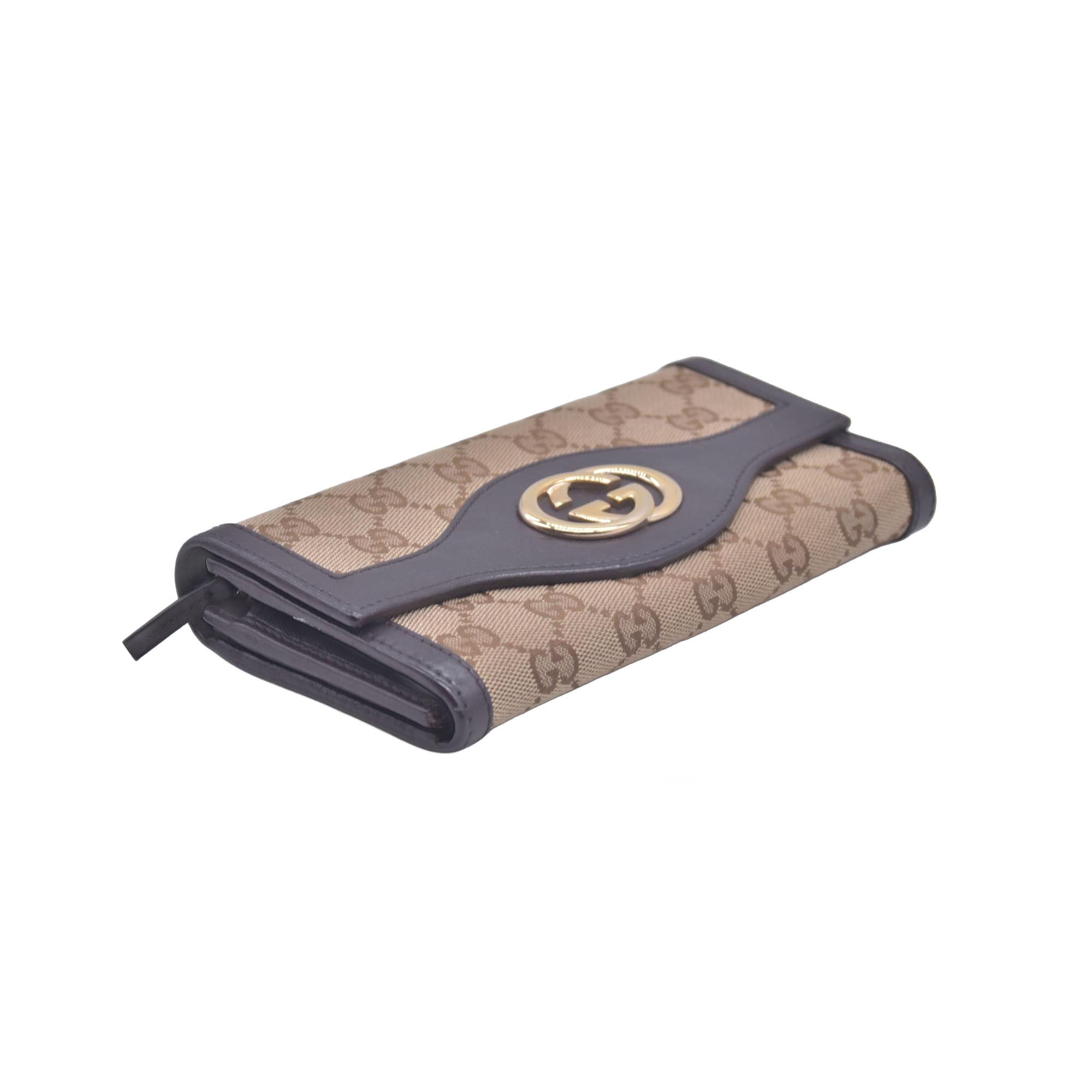 Gucci GG Brown Canvas Bifold Wallet  CONSIGNMENT 10021043