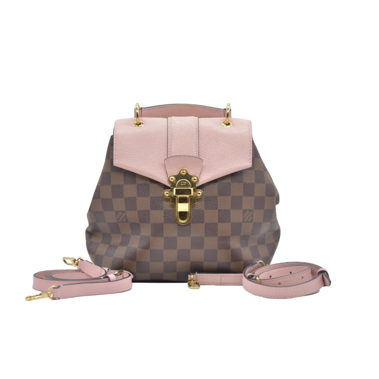 $2040 Louis Vuitton Damier Ebene Clapton Backpack Magnolia Pink