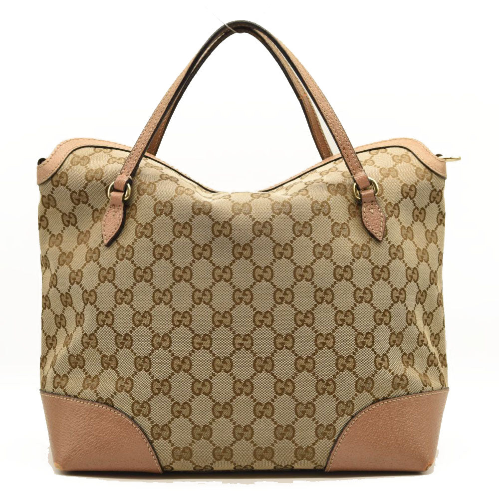 GUCCI Monogram Textured Calfskin Medium Bree Foldover Tote Beige Ebony Nocciola