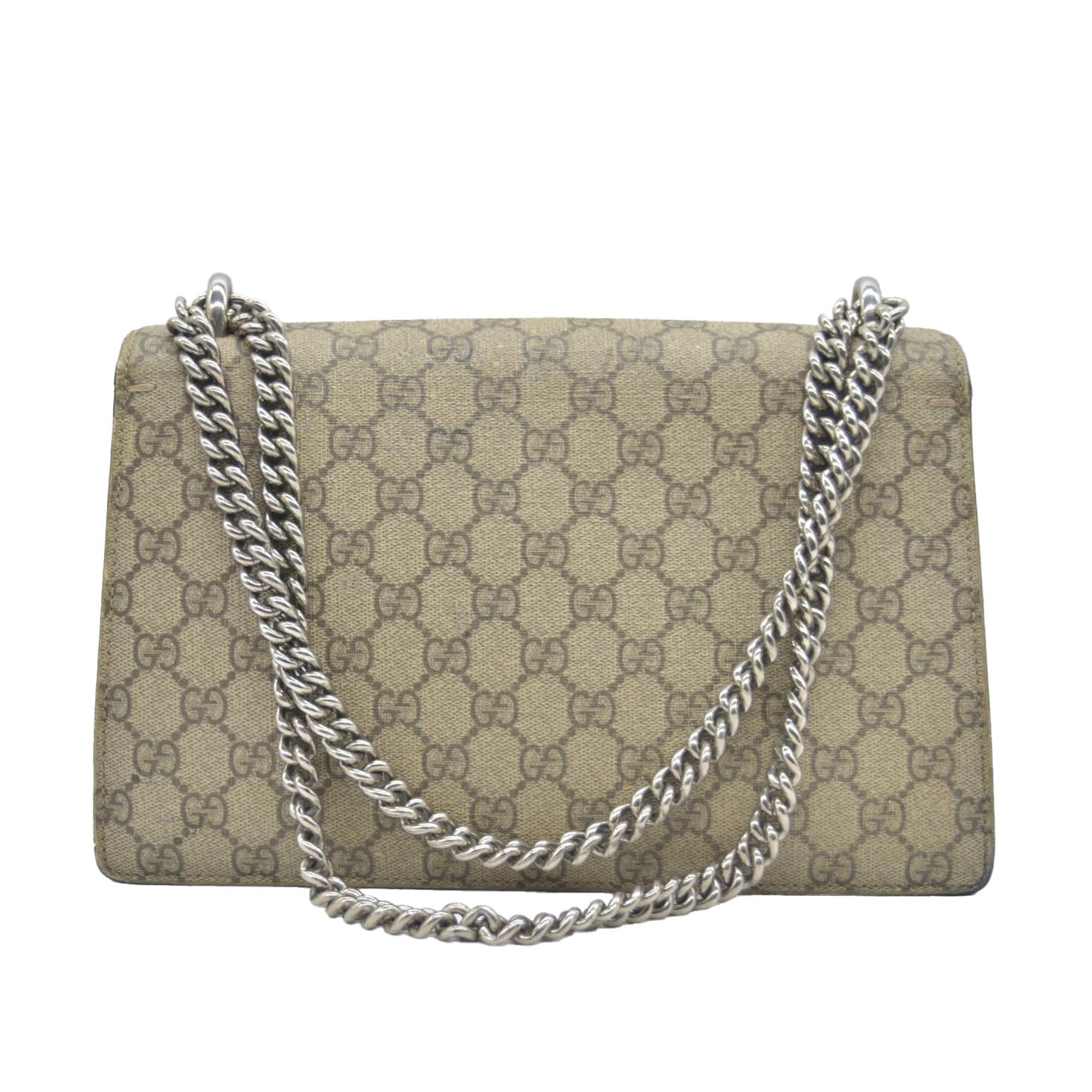 $3350 GUCCI GG Supreme Monogram Suede Small Dionysus Shoulder Bag Beige Black