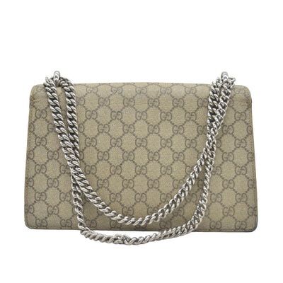 $3350 GUCCI GG Supreme Monogram Suede Small Dionysus Shoulder Bag Beige Black