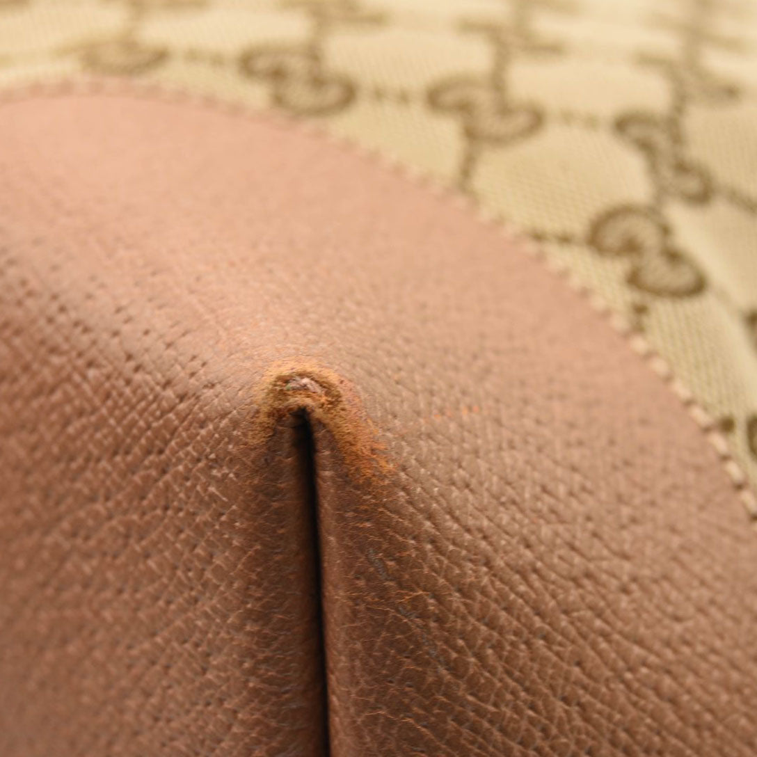 GUCCI Monogram Textured Calfskin Medium Bree Foldover Tote Beige Ebony Nocciola