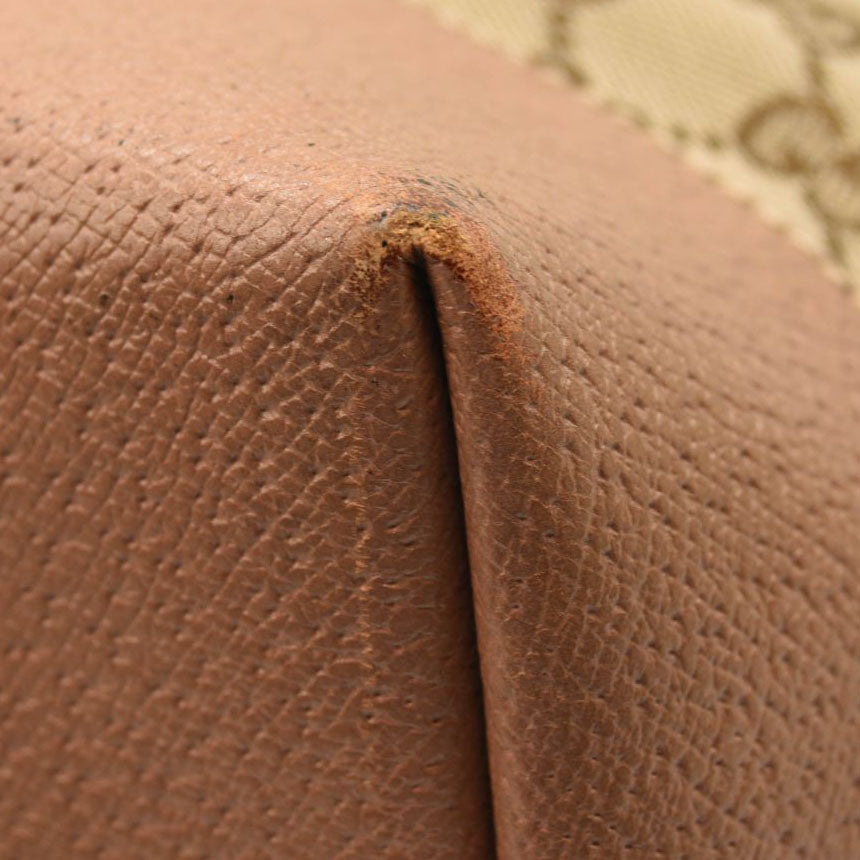 GUCCI Monogram Textured Calfskin Medium Bree Foldover Tote Beige Ebony Nocciola