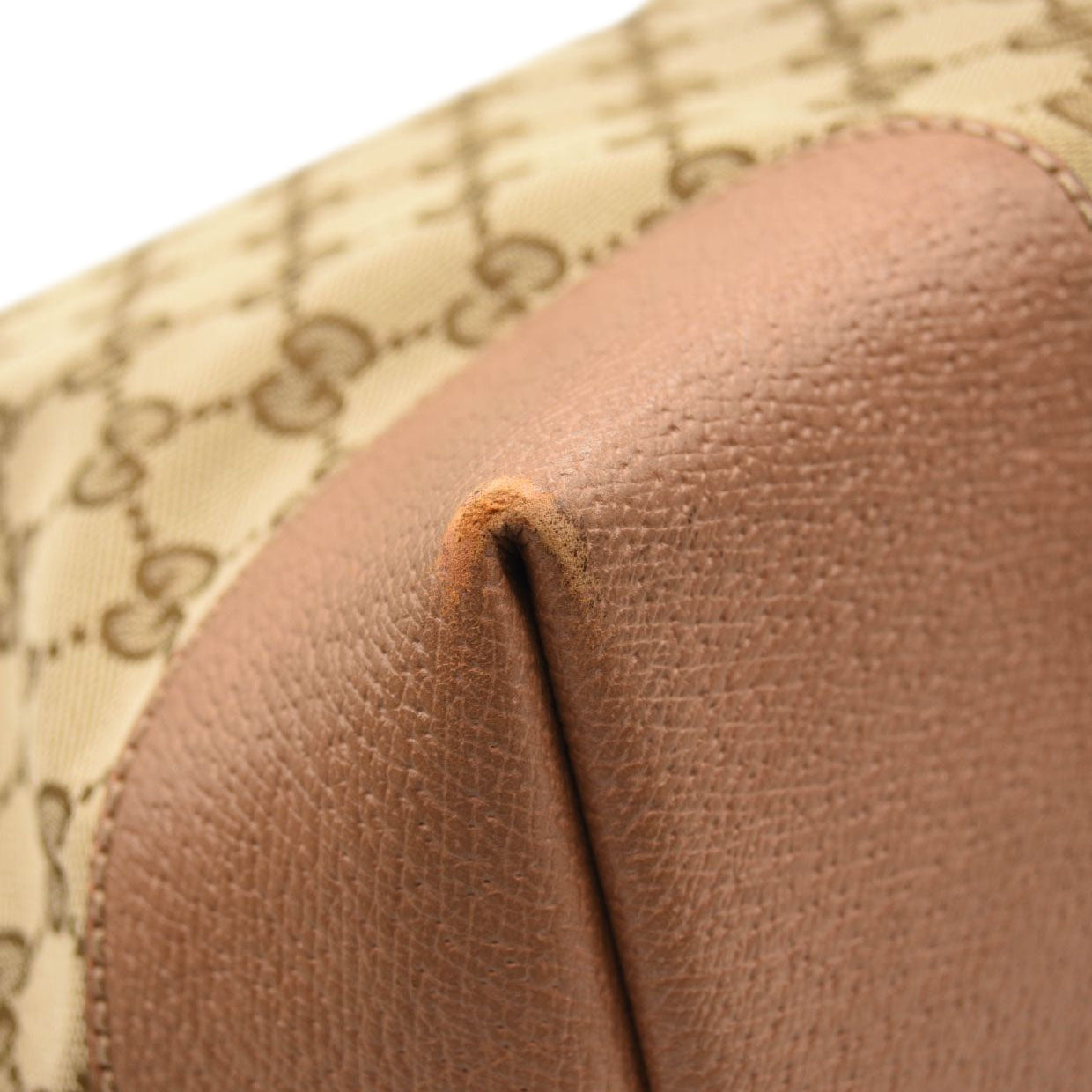 GUCCI Monogram Textured Calfskin Medium Bree Foldover Tote Beige Ebony Nocciola