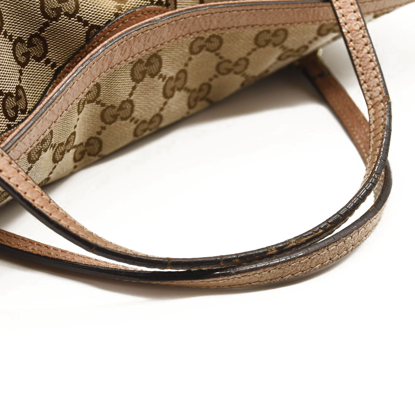 GUCCI Monogram Textured Calfskin Medium Bree Foldover Tote Beige Ebony Nocciola