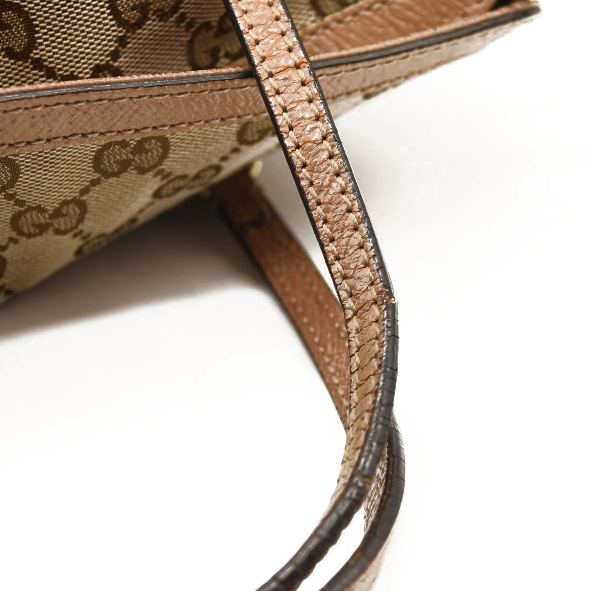 GUCCI Monogram Textured Calfskin Medium Bree Foldover Tote Beige Ebony Nocciola