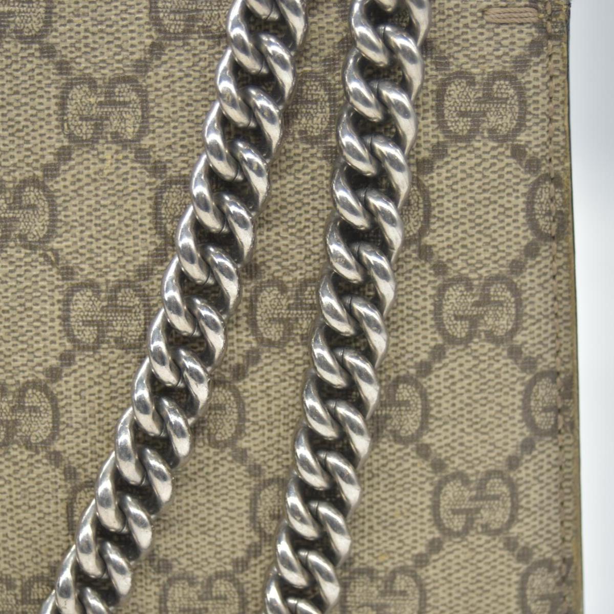 $3350 GUCCI GG Supreme Monogram Suede Small Dionysus Shoulder Bag Beige Black