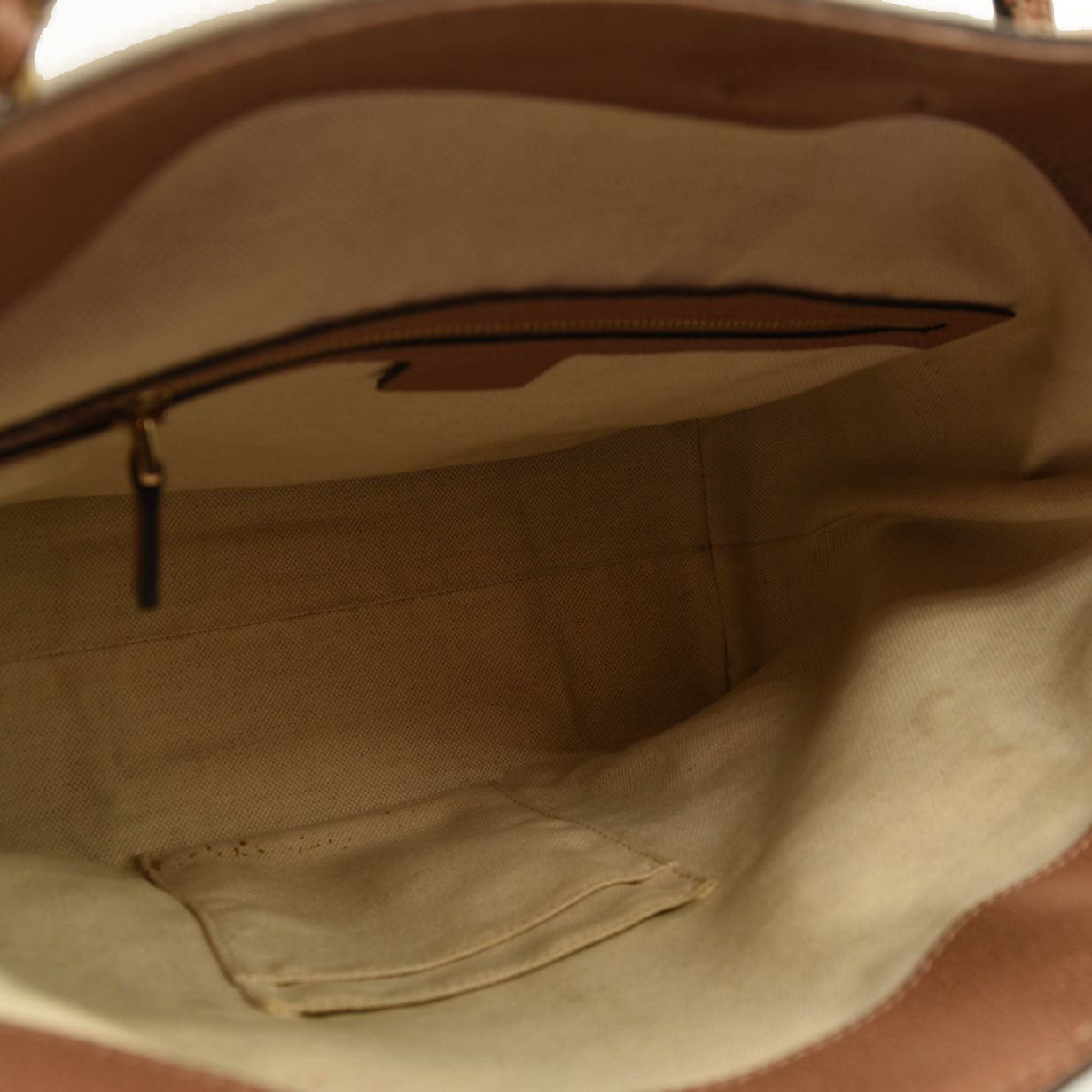 GUCCI Monogram Textured Calfskin Medium Bree Foldover Tote Beige Ebony Nocciola