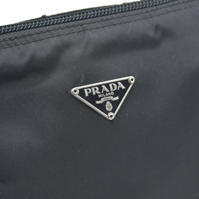 $825 Prada Black Tessuto Nylon Medium Pouch Clutch Bag CONSIGNMENT