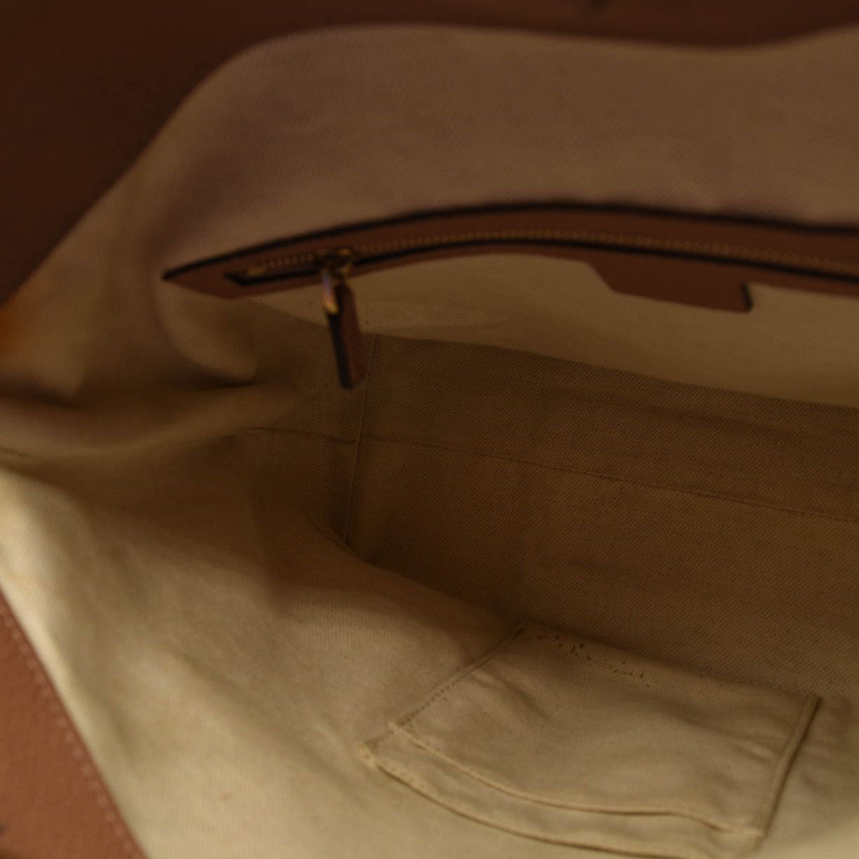 GUCCI Monogram Textured Calfskin Medium Bree Foldover Tote Beige Ebony Nocciola