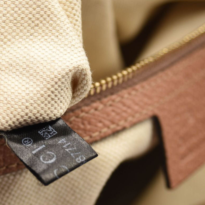 GUCCI Monogram Textured Calfskin Medium Bree Foldover Tote Beige Ebony Nocciola