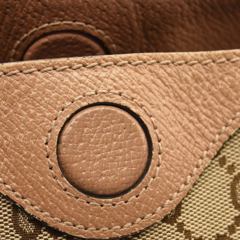 GUCCI Monogram Textured Calfskin Medium Bree Foldover Tote Beige Ebony Nocciola