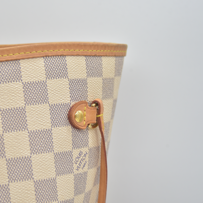 $2240 Louis Vuitton Damier Azur Neverfull MM RFID