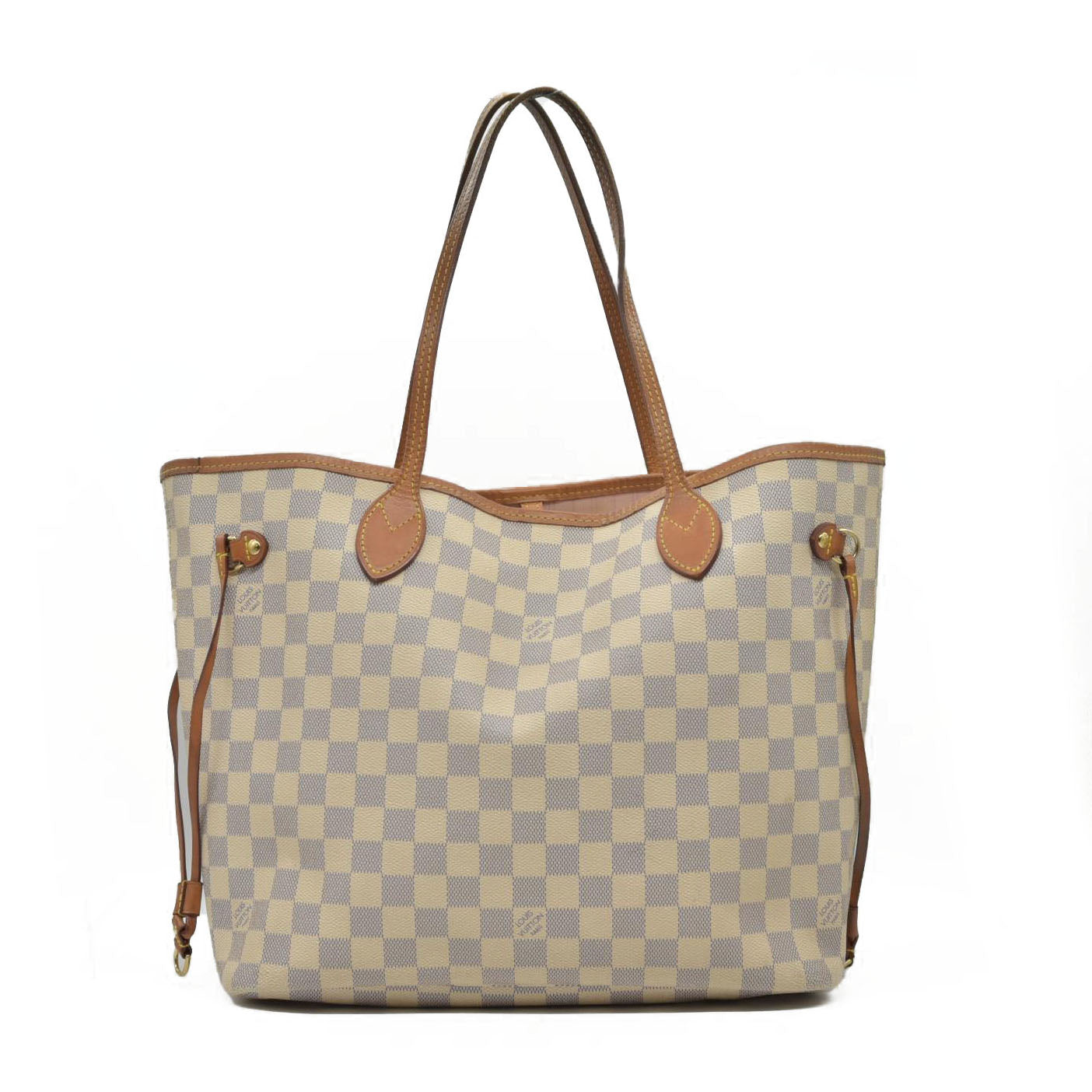 $2170 Louis Vuitton Damier Azur Neo Neverfull MM Rose Ballerine RFID
