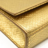 Used Saint Laurent Metallic Python Embossed Medium Classic Monogram Kate Tassel Satchel Gold